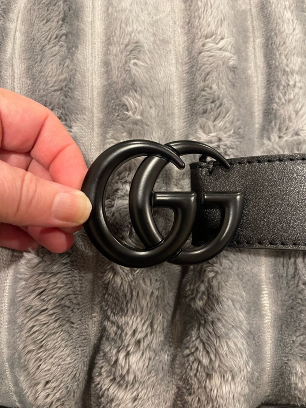 Gucci Black Double G Matte Buckle Leather Belt